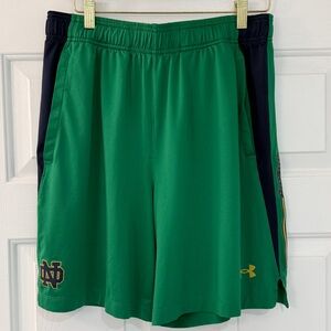 Under Armour Notre Dame Team Issued Shorts Green Large